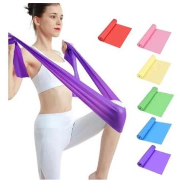 Imagem de Fita Elástica Yoga Fisioterapia Funcional Nível Forte 150cm, Aleatória