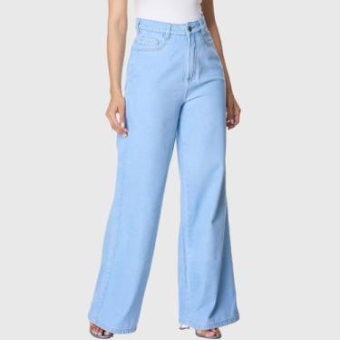 Imagem de Calça Jeans HNO Jeans Wide Leg Lisa Azul Claro, 38