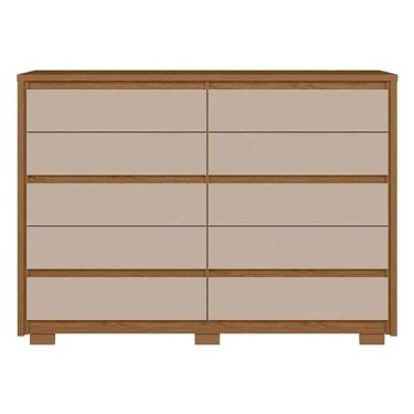 Imagem de Cômoda Duetto 10 Gavetas Jatobá com Frente Bege