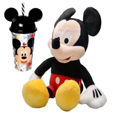 Imagem de Kit Mickey Pelúcia De 45cm Falas Em Português + Copo Orelhas - Multiki