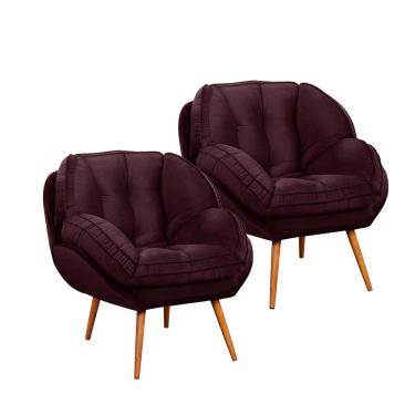 Imagem de Kit 2 Poltronas Evora em Madeira Eucalipto Movellu Home