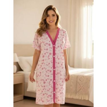 Imagem de Camisola de Malha Aberta na Frente Vestido Amamentação Cirurgia - Sem 