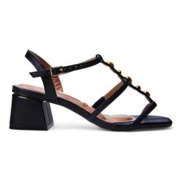 Imagem de Sandália Feminina Vizzano Preto Salto Bloco Beleza e Estilo -, Preto, 