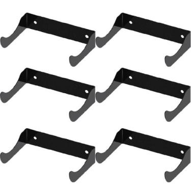 Imagem de Kit 6 Suportes Para Garrafa de Vinho em Aço Adega de Parede Preto Adeg