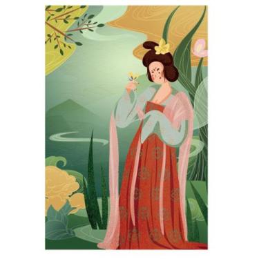 Imagem de Decoração de parede Pintura em ferro Mulher chinesa tradicional 20x30c