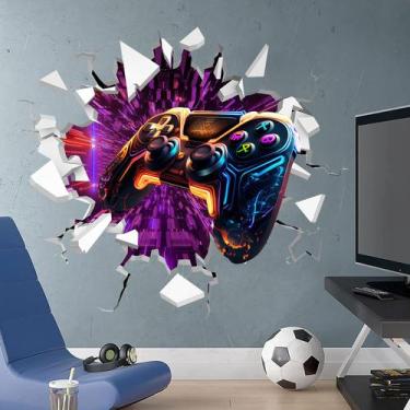 Imagem de Controlador de jogos 3D com adesivo de parede para sala de jogadores -
