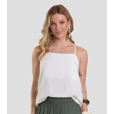 Imagem de Regata Feminina em Tecido Linho Dianna Bege, PP, Bege
