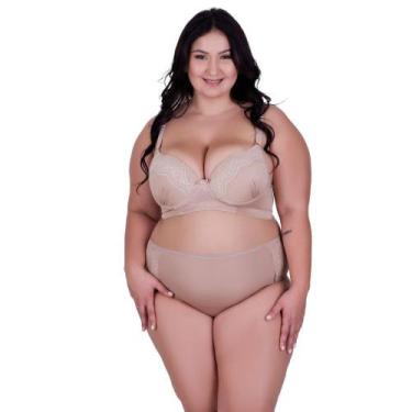 Imagem de Conjunto Sutiã e Calcinha Lingerie Plus Size Cós Alto com Detalhe de R