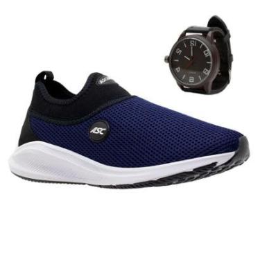 Imagem de Tênis Masculino Calce Fácil Sem Cadarço Academia Caminhada + Relógio-Masculino