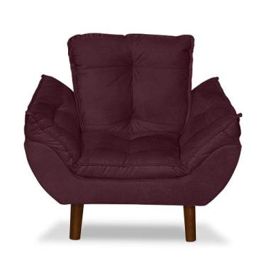 Imagem de Mini Poltrona Cadeira Infantil de Criança Suede Bordo Pés Palito - Tuc