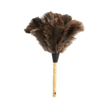 Imagem de Espanador De Penas De Avestruz Com Cabo De Madeira, Escova De Limpeza 