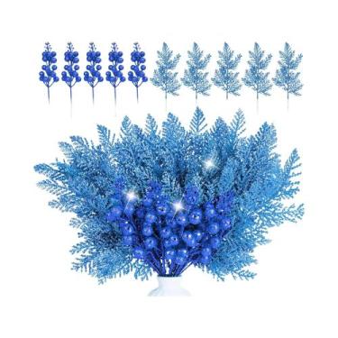 Imagem de Flores Artificiais Com Glitter, 18 Peças, Decoração Para Árvore De Nat