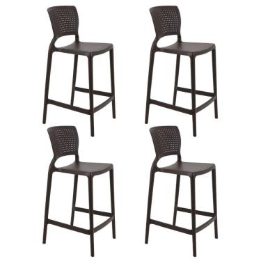 Imagem de Kit 4 Cadeiras Tramontina Safira Alta Residência Em Polipropileno E Fibra De Vidro Marrom 92128109