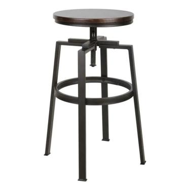 Imagem de Banqueta Banco Bar Madeira E Aco Com Regulagem 70-85cm Madeira E Aco