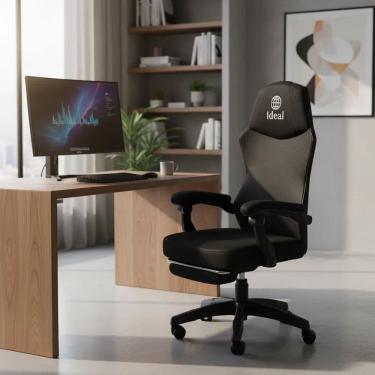 Imagem de Cadeira Ergonômica Escritório Gamer Giratória Descanso de Pernas Regulagem Altura e Inclinação