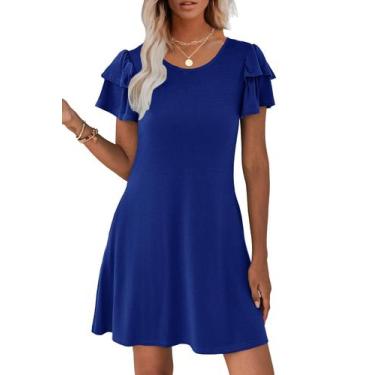 Imagem de Vestido Hount Lady Beach Trendy 2025 azul de verão S poliéster