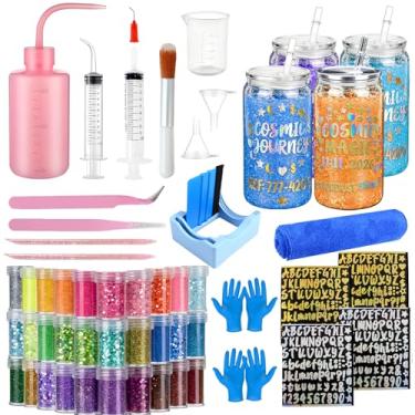 Imagem de Bumaeu Conjunto de copos de bola de neve de plástico de 8 peças, kit de copos de bola de neve para iniciantes, incluindo copos transparentes de camada dupla pré-perfurados de 473 ml e suprimentos para