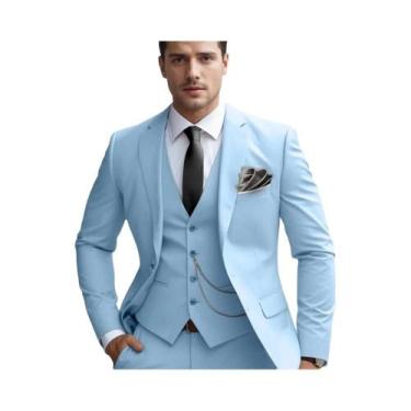 Imagem de Conjunto Masculino Slim Fit De Blazer, Colete E Calça Para Casamento, 