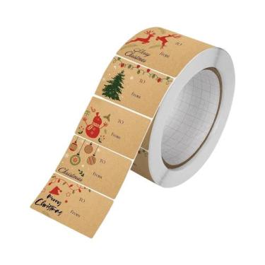 Imagem de Etiquetas Adesivas De Papel Com Tema De Natal Em Rolo Para Presentes, 