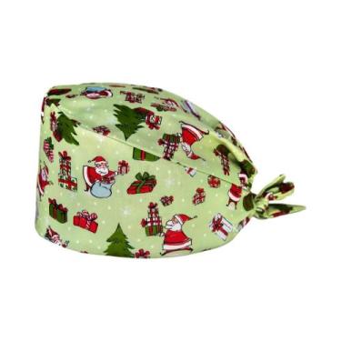 Imagem de Touca Cirúrgica Reutilizável Com Estampa De Papai Noel Para Médicos E 