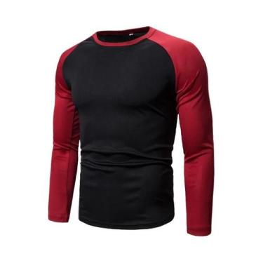 Imagem de Camiseta Masculina De Manga Longa Com Bloco De Cores, Gola Redonda E P