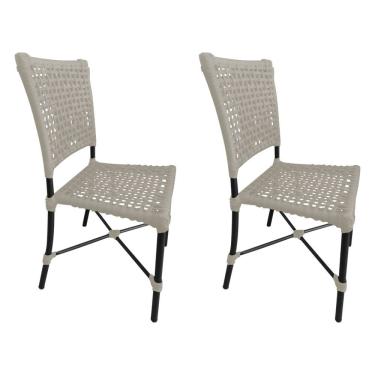 Imagem de Kit 2 Cadeiras Roma Corda Náutica Base Em Alumínio Preto-areia