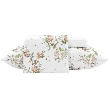 Imagem de Jogo de Cama Solteiro Toque de Seda Estampado - Jolitex, Branco e Rosa