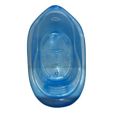 Imagem de Banheira Bebê 22 Lts Valvula Água Transparente Plastibrasil Cor Azul S