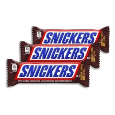 Imagem de Kit 3 Chocolate Snickers Tradicional Mars 45g