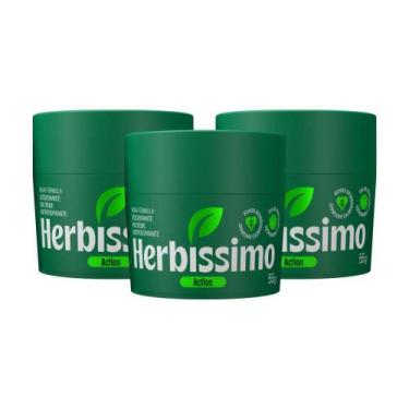 Imagem de Kit 3 Desodorante Em Creme Antitranspirante Herbíssimo Action 55g