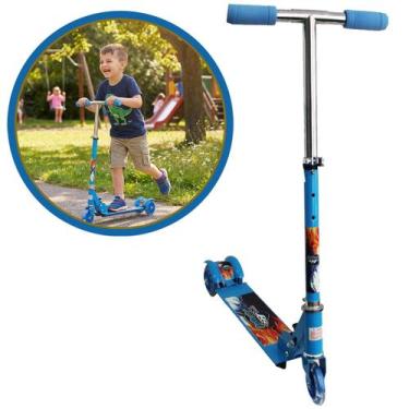 Imagem de Patinete Infantil Menino Menina Dobravel 3 Rodas Com Luzes Led Com Aju
