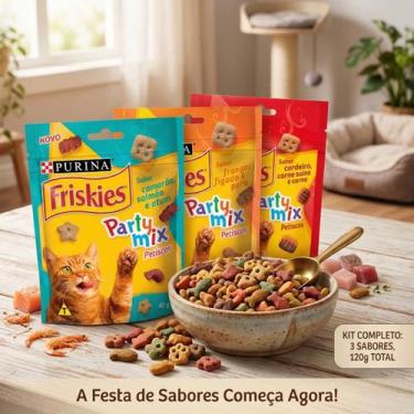Imagem de Kit friskies gatos party nestlé purina mix 3 sabores 40gx3 - Purina ne
