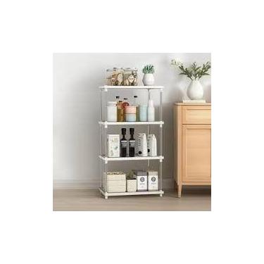Imagem de Estante Organizadora Branca Prateleiras Armário Rack Despensa Guardar 