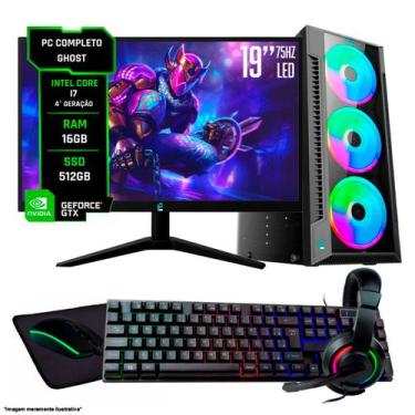 Imagem de PC Completo Ghost i7 16GB SSD 512GB Monitor 19 Kit Periféricos com Wif