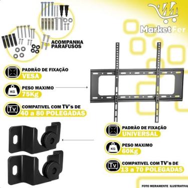 Imagem de Suporte Fixo Universal Para TV 13 á 70 Polegadas Kit com Suporte Fixo 