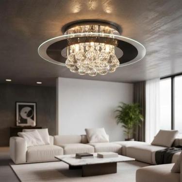 Imagem de Plafon Cronos Led Sobrepor Redondo Cristal Legítimo Luxo Sala Quarto C