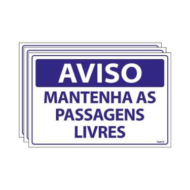 Imagem de Combo 3 Placas De Sinalização Aviso Mantenha As Passagens Livres 30x20