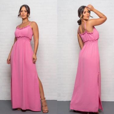 Imagem de Vestido longo crepe - Cleo modas, Azul, G