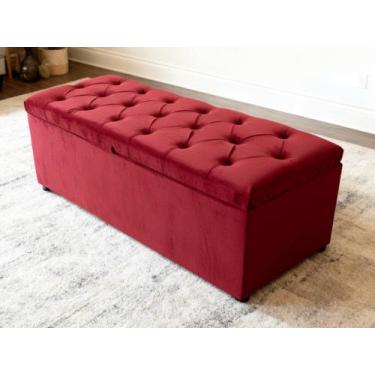 Imagem de Recamier Baú Paris Casal 1,38M Veludo Vermelho - Company