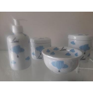 Imagem de Kit Bebê Levi Nuvens e Balões 4 peças. - Atelier Fátima Fonseca.