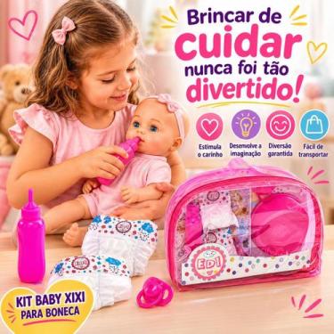 Imagem de Kit Baby Xixi Acessórios Boneca Bebe reborn pequena Fralda Mamadeira c