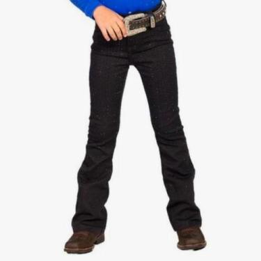 Imagem de Calça Jeans Feminina Infantil Bill Way Preta de Brilho, Preto, 10