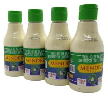 Imagem de Kit Molho de Alho Mendez 215ml 04 Cremoso com Ervas