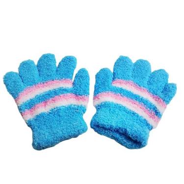 Imagem de Luva Infantil Inverno Soft Felpuda Quentinha Bebê e Criança Cor:Azul -