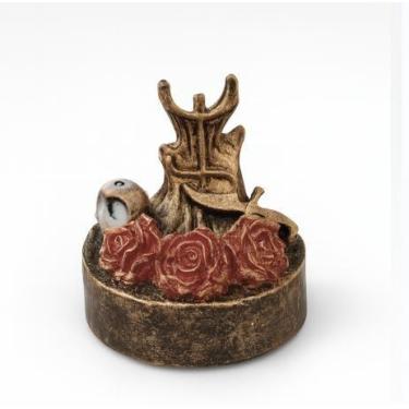 Imagem de Ofertorio Rosa Caveira Rosa Dourado Vintage Resina 5 cm - LUA MISTICA 