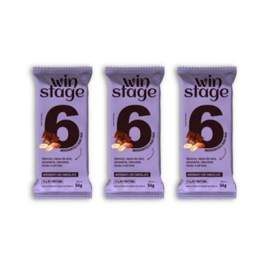 Imagem de Kit 3 Barras Proteica Amendoim com Chocolate Winstage 162g
