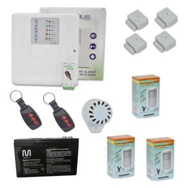 Imagem de Kit Alarme Central Wi-Fi D200 7 Sensores sem Fio com Bateria 12V Bivolt Hombrus