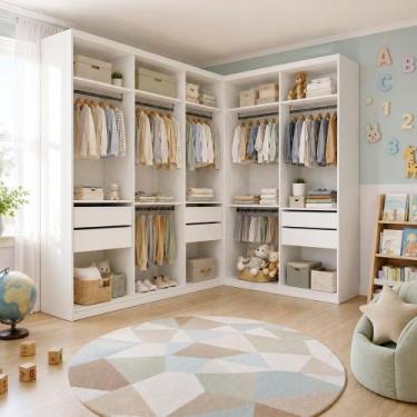 Imagem de Conjunto Closet Infantil sem Portas 2 Módulos 6 Gavetas Valentina Bran