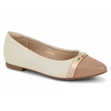 Imagem de Sapatilha Modare Conforto Bico Fino Branco Off Nude Dourado -, 37, Bra