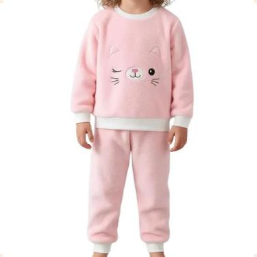 Imagem de Pijama Menina De Soft Fleece REF. PJ06183 - TUTITTI, Gato rosa, 8 a 9 